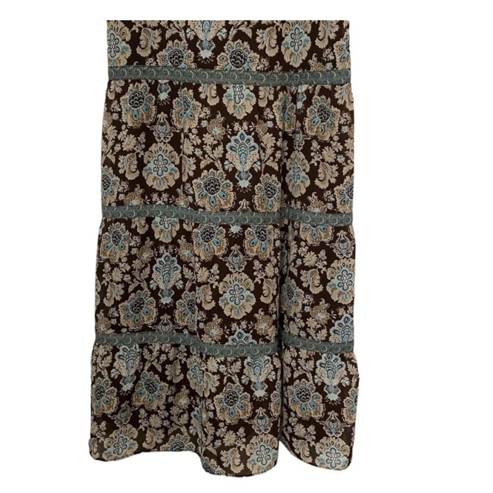 Ann Taylor LOFT Boho Floral Maxi Dress 0P | Brown Blue | Tiered Sundress | NWOT - Picture 5 of 12